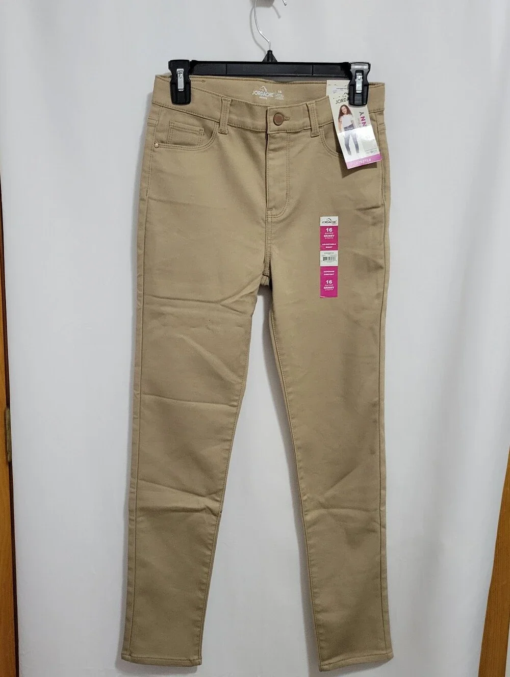 Girl's Jordache High Rise Skinny Khaki Pants, Size 16. NEW